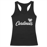 Cardinal Lovers Racerback Tank Top Vintage Script Heart Graphic