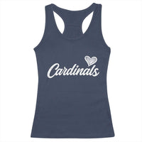 Cardinal Lovers Racerback Tank Top Vintage Script Heart Graphic