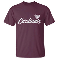 Cardinal Lovers T Shirt Vintage Script Heart Graphic