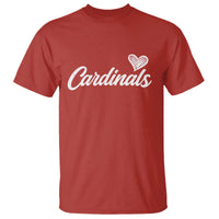 Cardinal Lovers T Shirt Vintage Script Heart Graphic
