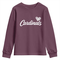 Cardinal Lovers Youth Sweatshirt Vintage Script Heart Graphic