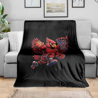 Cardinal Playing Basketball Graphic Throw Blanket Dunk Mascot Sports Fan Gift