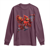 Cardinal Playing Basketball Graphic Long Sleeve Shirt Dunk Mascot Sports Fan Gift