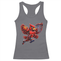 Cardinal Playing Basketball Graphic Racerback Tank Top Dunk Mascot Sports Fan Gift