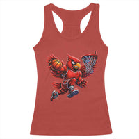 Cardinal Playing Basketball Graphic Racerback Tank Top Dunk Mascot Sports Fan Gift