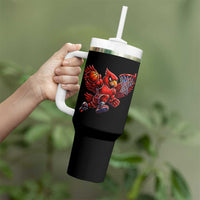 Cardinal Playing Basketball Graphic Tumbler With Handle Dunk Mascot Sports Fan Gift
