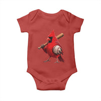 Cardinals Baseball Player Baby Onesie Retro STL Redbird Fan Bird Mascot Baseball