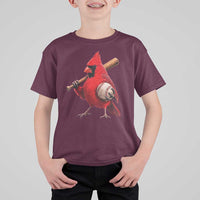 Cardinals Baseball Player T Shirt For Kid Retro STL Redbird Fan Bird Mascot Baseball