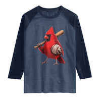 Cardinals Baseball Player Raglan Shirt Retro STL Redbird Fan Bird Mascot Baseball