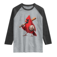 Cardinals Baseball Player Raglan Shirt Retro STL Redbird Fan Bird Mascot Baseball