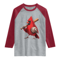 Cardinals Baseball Player Raglan Shirt Retro STL Redbird Fan Bird Mascot Baseball