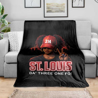 314 St Louis Throw Blanket Red Hat African American Woman STL City Pride Area Code