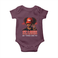 314 St Louis Baby Onesie Red Hat African American Woman STL City Pride Area Code