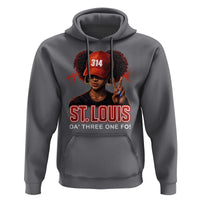 314 St Louis Hoodie Red Hat African American Woman STL City Pride Area Code