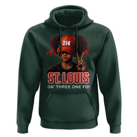 314 St Louis Hoodie Red Hat African American Woman STL City Pride Area Code