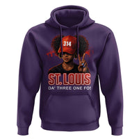 314 St Louis Hoodie Red Hat African American Woman STL City Pride Area Code