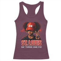 314 St Louis Racerback Tank Top Red Hat African American Woman STL City Pride Area Code