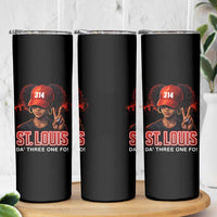 314 St Louis Skinny Tumbler Red Hat African American Woman STL City Pride Area Code