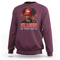 314 St Louis Sweatshirt Red Hat African American Woman STL City Pride Area Code