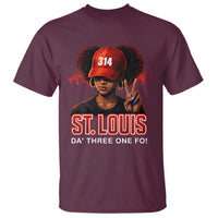 314 St Louis T Shirt Red Hat African American Woman STL City Pride Area Code