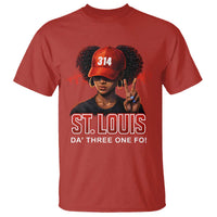 314 St Louis T Shirt Red Hat African American Woman STL City Pride Area Code