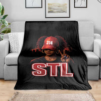 314 STL Throw Blanket Red Hat African American Woman Area Code St Louis City Pride