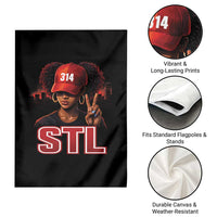 314 STL Garden Flag Red Hat African American Woman Area Code St Louis City Pride