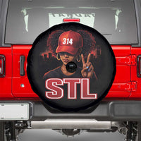 314 STL Spare Tire Cover Red Hat African American Woman Area Code St Louis City Pride