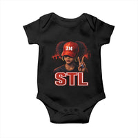 314 STL Baby Onesie Red Hat African American Woman Area Code St Louis City Pride
