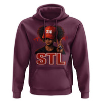 314 STL Hoodie Red Hat African American Woman Area Code St Louis City Pride