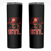 314 STL Skinny Tumbler Red Hat African American Woman Area Code St Louis City Pride