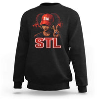 314 STL Sweatshirt Red Hat African American Woman Area Code St Louis City Pride