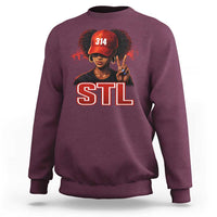 314 STL Sweatshirt Red Hat African American Woman Area Code St Louis City Pride