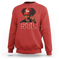 314 STL Sweatshirt Red Hat African American Woman Area Code St Louis City Pride