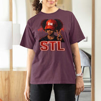 314 STL T Shirt For Women Red Hat African American Woman Area Code St Louis City Pride