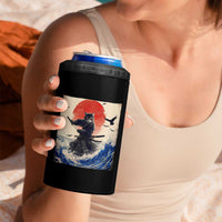 Samurai Cat 4 in 1 Can Cooler Tumbler Vintage Japanese Art Anime Ukiyo-e Warrior - Wonder Print Shop