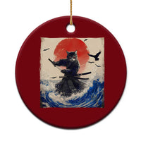 Samurai Cat Ceramic Ornament Vintage Japanese Art Anime Ukiyo-e Warrior - Wonder Print Shop