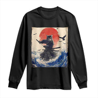 Samurai Cat Long Sleeve Shirt Vintage Japanese Art Anime Ukiyo-e Warrior - Wonder Print Shop