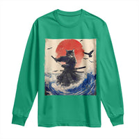 Samurai Cat Long Sleeve Shirt Vintage Japanese Art Anime Ukiyo-e Warrior - Wonder Print Shop