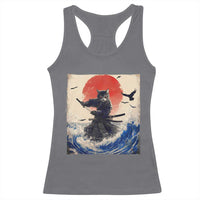Samurai Cat Racerback Tank Top Vintage Japanese Art Anime Ukiyo-e Warrior - Wonder Print Shop