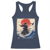 Samurai Cat Racerback Tank Top Vintage Japanese Art Anime Ukiyo-e Warrior - Wonder Print Shop