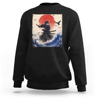 Samurai Cat Sweatshirt Vintage Japanese Art Anime Ukiyo-e Warrior - Wonder Print Shop
