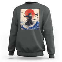 Samurai Cat Sweatshirt Vintage Japanese Art Anime Ukiyo-e Warrior - Wonder Print Shop