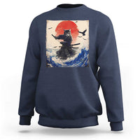 Samurai Cat Sweatshirt Vintage Japanese Art Anime Ukiyo-e Warrior - Wonder Print Shop