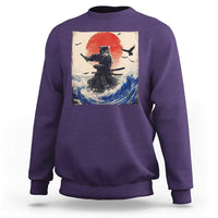 Samurai Cat Sweatshirt Vintage Japanese Art Anime Ukiyo-e Warrior - Wonder Print Shop