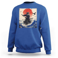 Samurai Cat Sweatshirt Vintage Japanese Art Anime Ukiyo-e Warrior - Wonder Print Shop