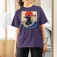 Samurai Cat T Shirt For Women Vintage Japanese Art Anime Ukiyo-e Warrior - Wonder Print Shop