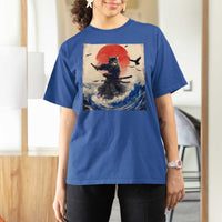Samurai Cat T Shirt For Women Vintage Japanese Art Anime Ukiyo-e Warrior - Wonder Print Shop