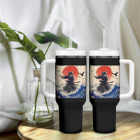 Samurai Cat Tumbler With Handle Vintage Japanese Art Anime Ukiyo-e Warrior - Wonder Print Shop