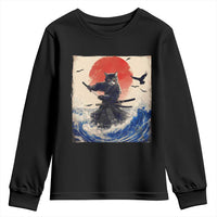 Samurai Cat Youth Sweatshirt Vintage Japanese Art Anime Ukiyo-e Warrior - Wonder Print Shop